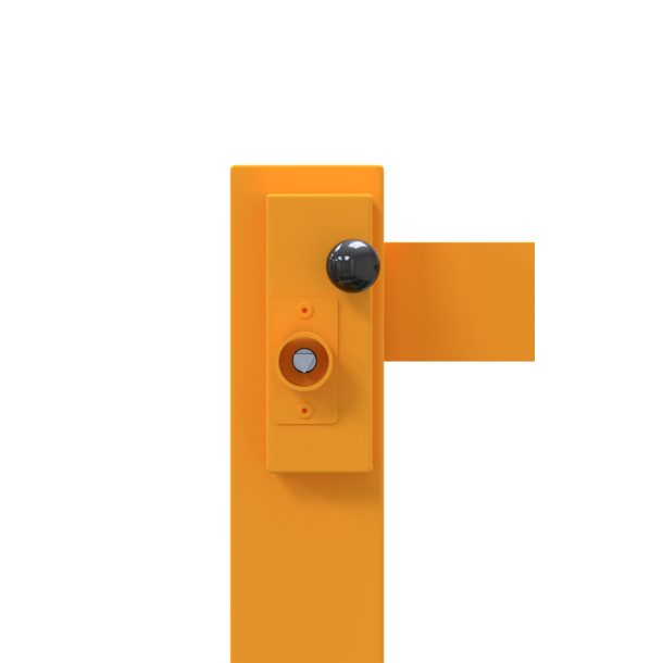 Compact hand barrier | without fixed support post | clear width: 2500 mm | with triangular lock | hot-dip galvanized and coated yellow / black